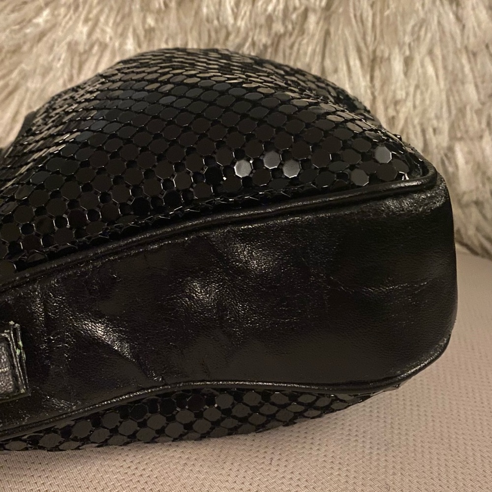 Bueno Black Sequin Shoulder Bag | Y2K Metallic Mesh Purse | Evening Crossbody - Picture 3 of 6